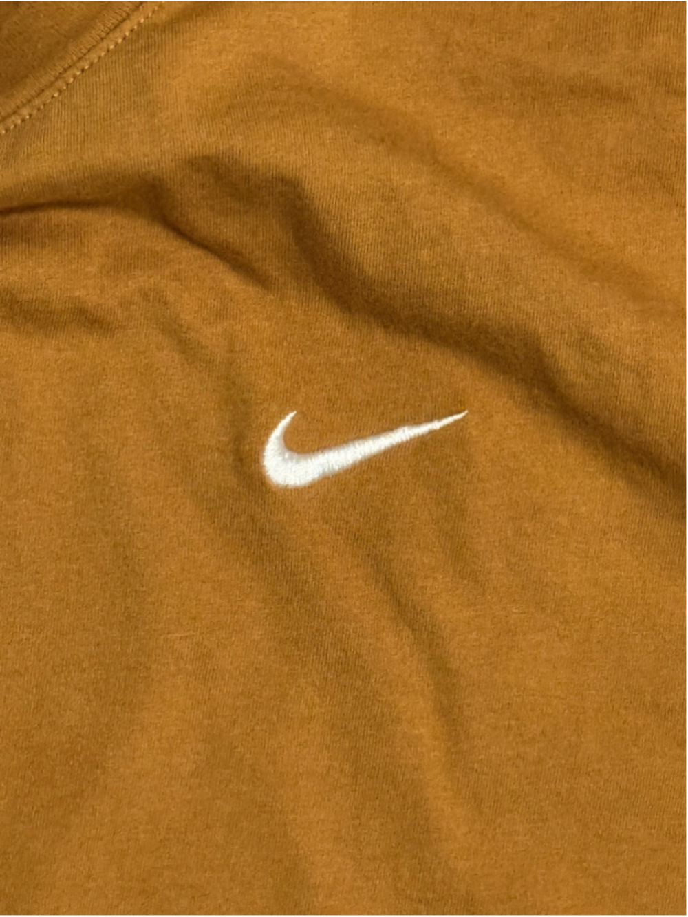 Nike Men’s The Nike Tee Ale Brown Tan Embroidered Swoosh Logo T-Shirt Sz L - Picture 4 of 5